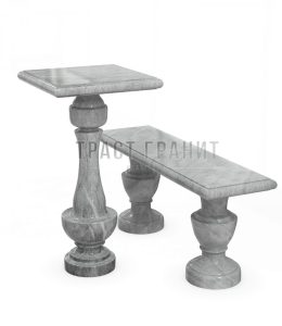 Комплект столик и скамейка из мрамора на могилу ВС138