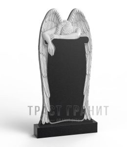 Резной памятник на могилу с ангелом и свитком РЕ120