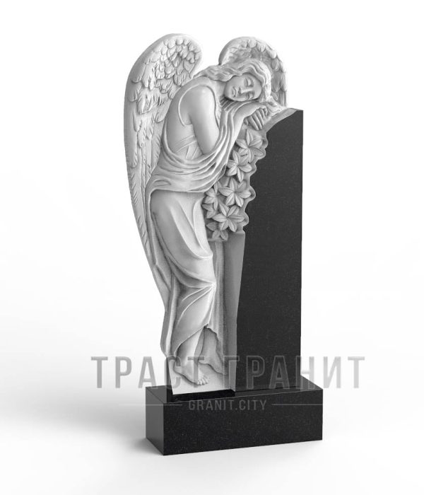 Резной памятник на могилу с ангелом РЕ123