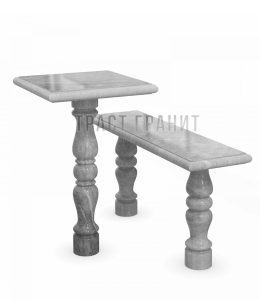 Комплект столик и скамейка из мрамора на могилу ВС140